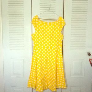 70s polka dot yellow dress